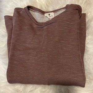 Women’s size large purple sweater with brown elbow patches